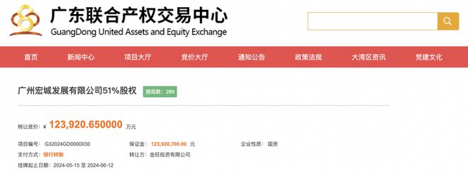 金旺投資掛牌轉讓廣州宏城發展51%股權，底價12.39億元背后有何深意？
